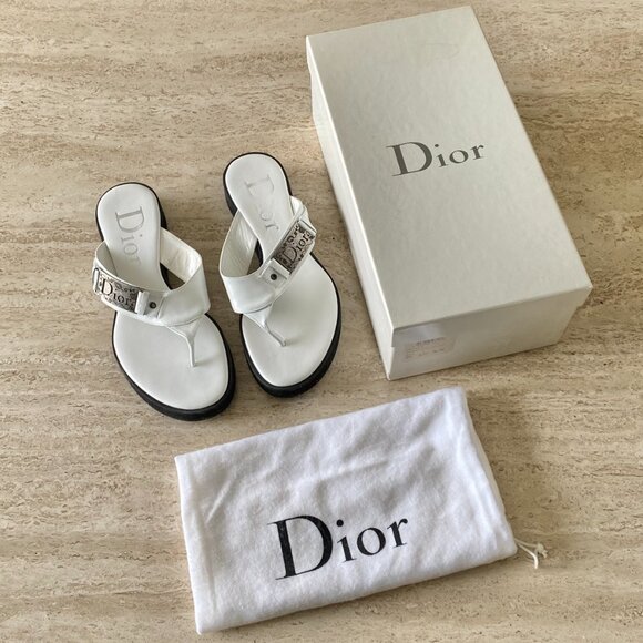 Vintage Dior Logo Plate Thong Sandals - Picture 2 of 9